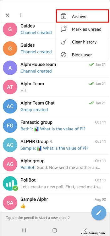 So verstecken Sie einen Chat in Telegram, ohne ihn zu löschen 