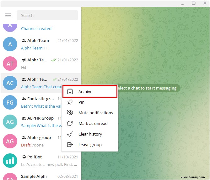 So verstecken Sie einen Chat in Telegram, ohne ihn zu löschen 