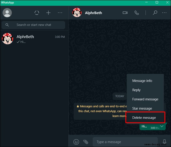 So löschen Sie eine Nachricht in WhatsApp