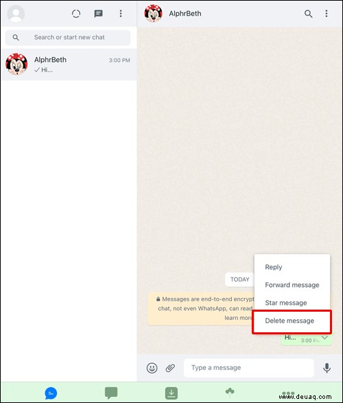 So löschen Sie eine Nachricht in WhatsApp