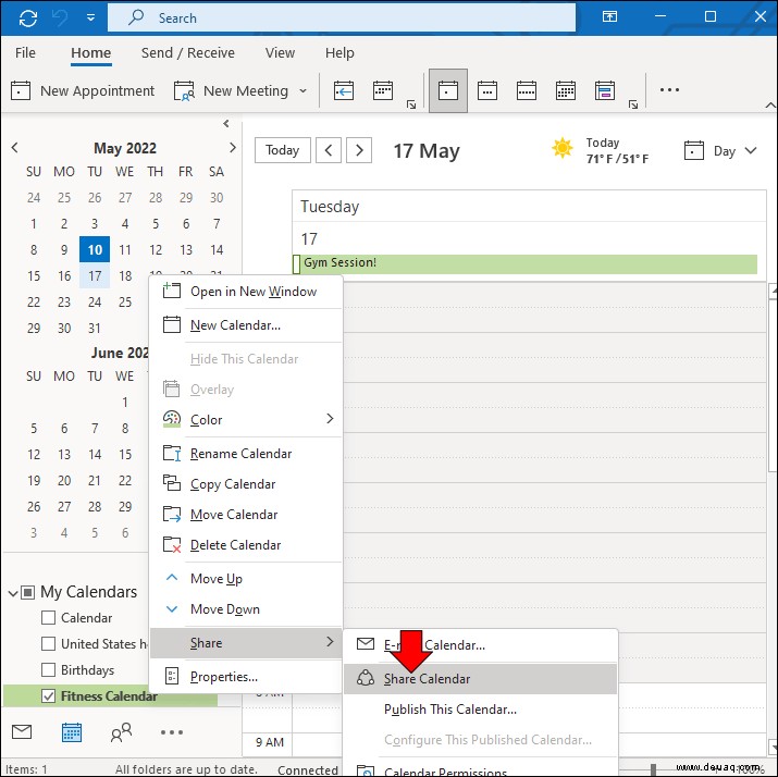 So teilen Sie Ihren Outlook-Kalender