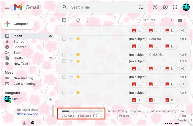 So überprüfen Sie den verfügbaren Speicherplatz in Gmail