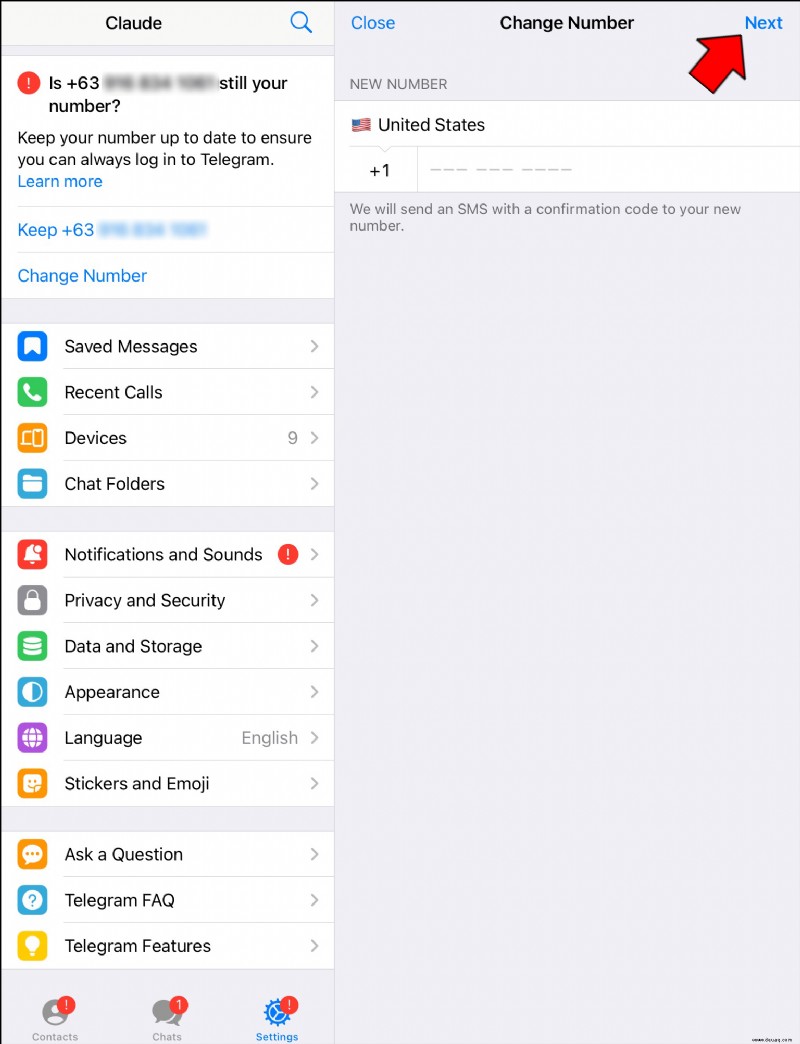 So ändern Sie Ihre Nummer in Telegram
