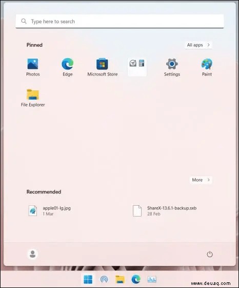 Entfernen von Empfohlen in Windows 11