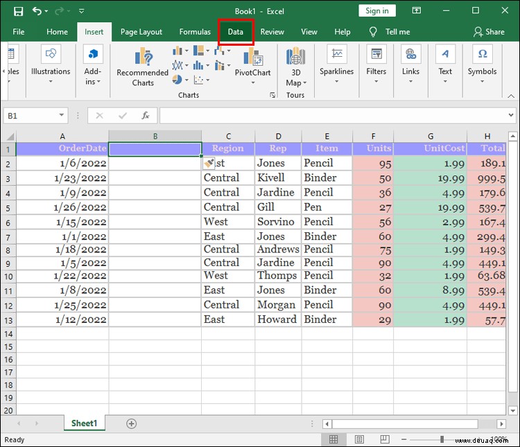 So ordnen Sie Spalten in Excel neu an