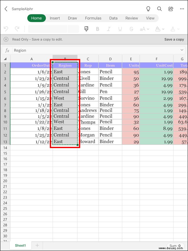 So ordnen Sie Spalten in Excel neu an